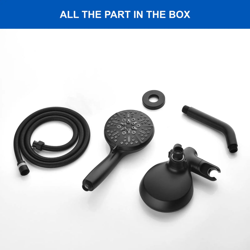 Dual Shower System with 5-Setting Rainfall Shower Head & Handheld Shower, 59in. Stainless Steel Hose