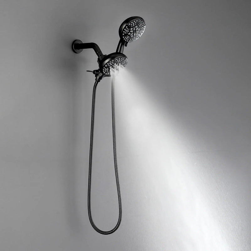 Dual Shower System with 5-Setting Rainfall Shower Head & Handheld Shower, 59in. Stainless Steel Hose