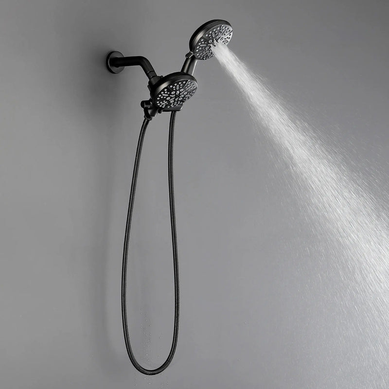 Dual Shower System with 5-Setting Rainfall Shower Head & Handheld Shower, 59in. Stainless Steel Hose