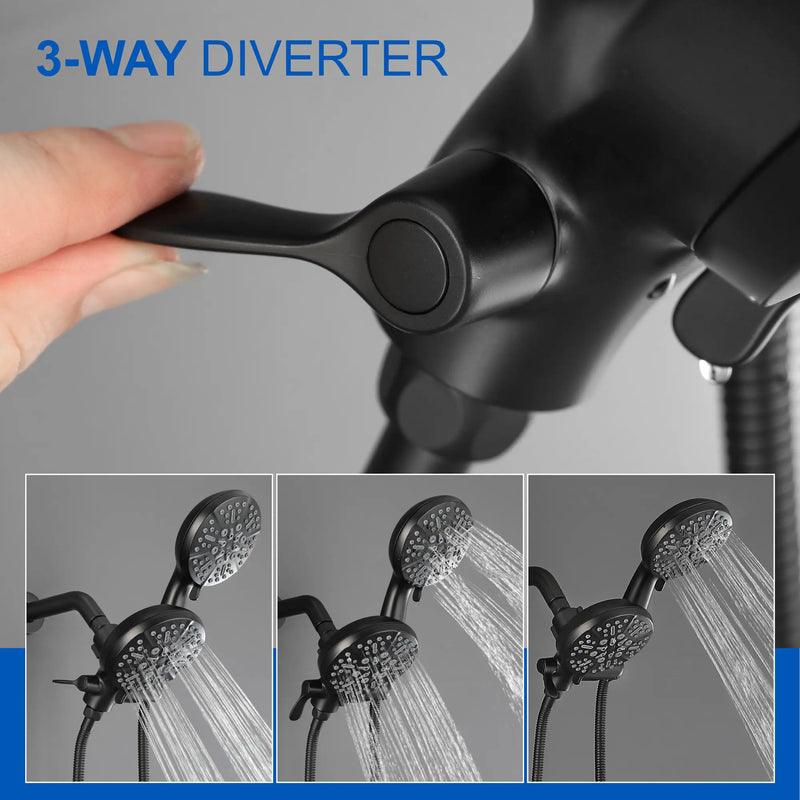 Dual Shower System with 5-Setting Rainfall Shower Head & Handheld Shower, 59in. Stainless Steel Hose