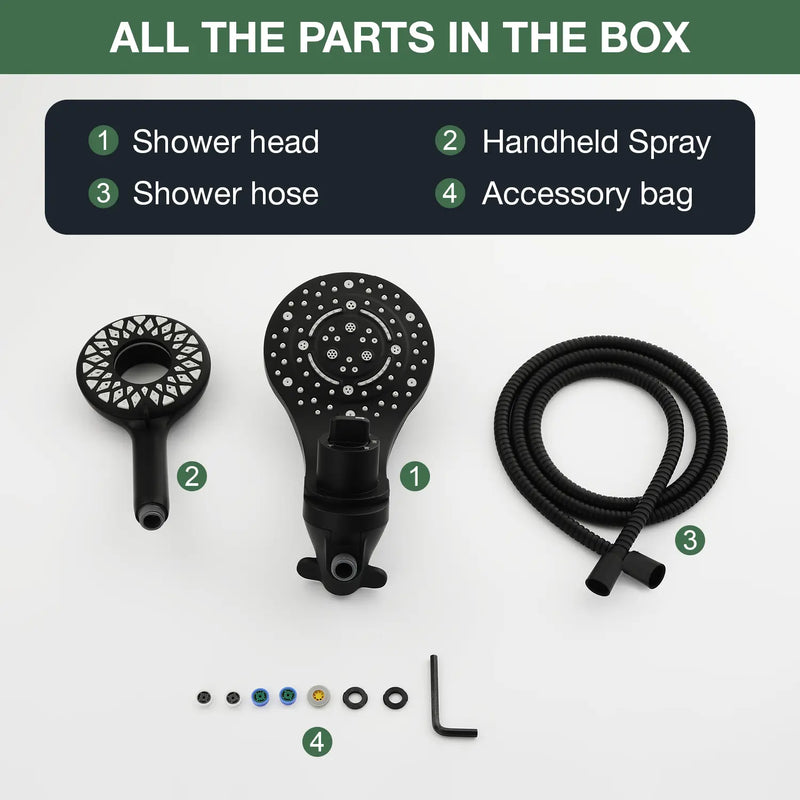 Magnetic Shower Head Combo, 5-Function Rainfall Shower Head with Handheld Shower, 3-Way Spray, 59-inch Stainless Steel Hose