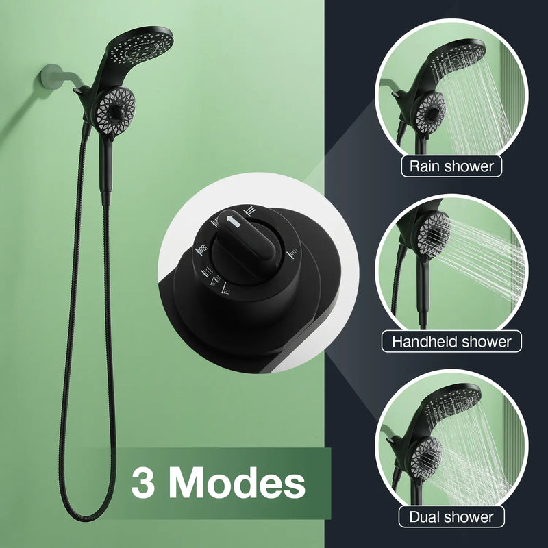 Magnetic Shower Head Combo, 5-Function Rainfall Shower Head with Handheld Shower, 3-Way Spray, 59-inch Stainless Steel Hose