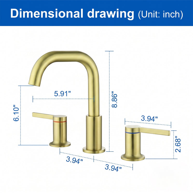 8 Inch Widespread Bathroom Faucet Black Matte, 2 Handle 3 Hole Brass Bathroom Lavatory Sink Faucet