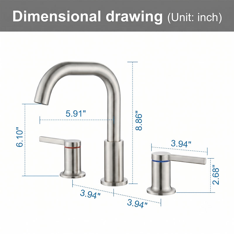 8 Inch Widespread Bathroom Faucet Black Matte, 2 Handle 3 Hole Brass Bathroom Lavatory Sink Faucet