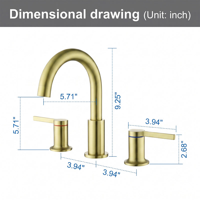 Bathroom Vanity Sink Faucet 3 Holes, Mordern 2 Handle 8 Inch Widespread Bathroom Lavatory