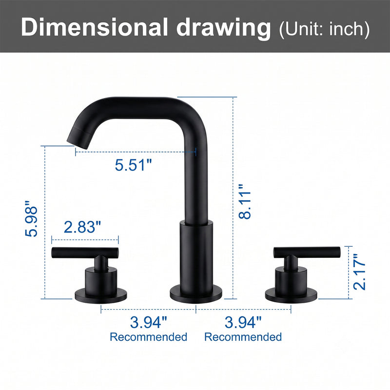 Brass Widespread Bathroom Faucet Two Handle Three Hole Vanity Sink Faucet