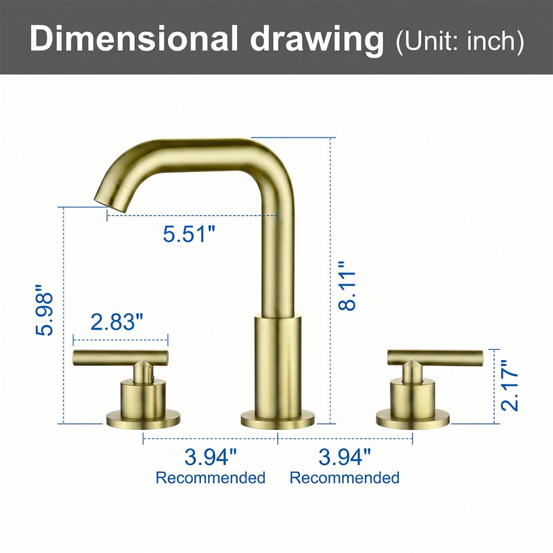 Brass Widespread Bathroom Faucet Two Handle Three Hole Vanity Sink Faucet