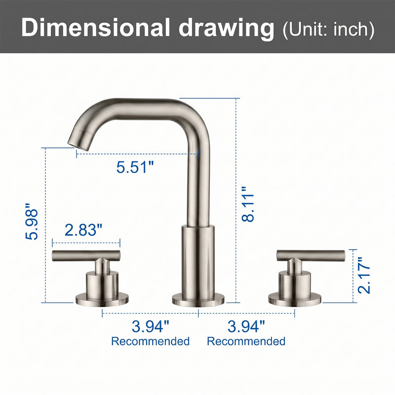 Brass Widespread Bathroom Faucet Two Handle Three Hole Vanity Sink Faucet