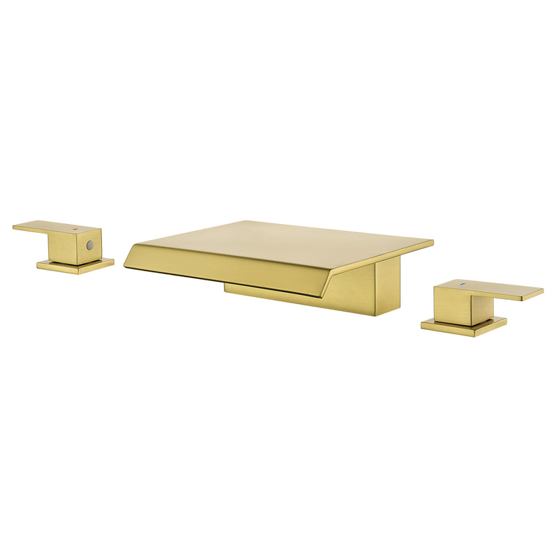 3-Hole Widespread Waterfall Bathroom Faucets Two Handle 8-Inch Lavatory Faucet With Supply Lines Faucet For Sink