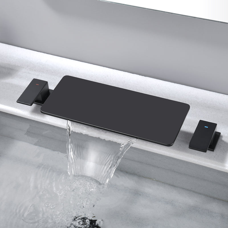 8 Inch Widespread Bathroom Sink Faucet, 2 Handle Waterfall Vanity Faucets 3 Hole for Bathroom Sink