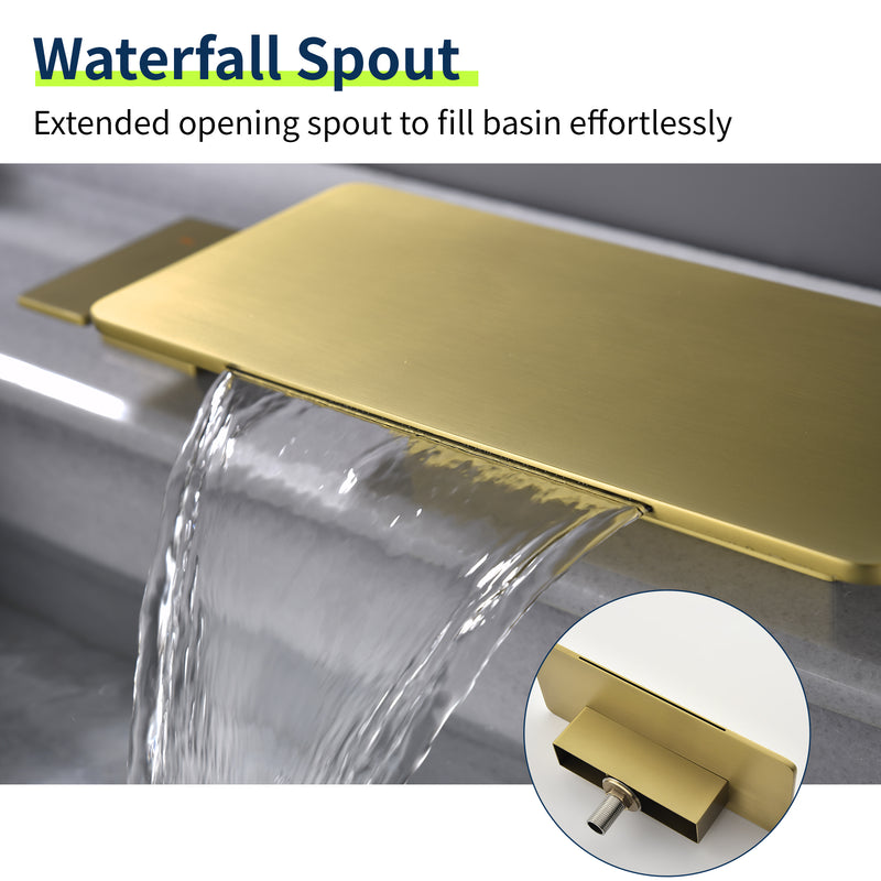8 Inch Widespread Bathroom Sink Faucet, 2 Handle Waterfall Vanity Faucets 3 Hole for Bathroom Sink