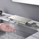 8 Inch Widespread Bathroom Sink Faucet, 2 Handle Waterfall Vanity Faucets 3 Hole for Bathroom Sink