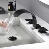 Deck Mounted Waterfall 8" Widespread Bathroom Sink Faucet 3 Holes,Double Handle Basin Mixer Tap