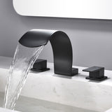 Deck Mounted Waterfall 8" Widespread Bathroom Sink Faucet 3 Holes,Double Handle Basin Mixer Tap