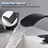 Deck Mounted Waterfall 8" Widespread Bathroom Sink Faucet 3 Holes,Double Handle Basin Mixer Tap