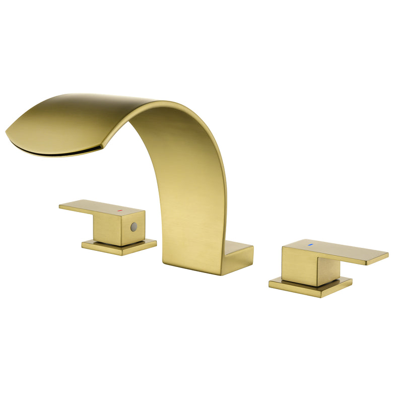 Deck Mounted Waterfall 8" Widespread Bathroom Sink Faucet 3 Holes,Double Handle Basin Mixer Tap