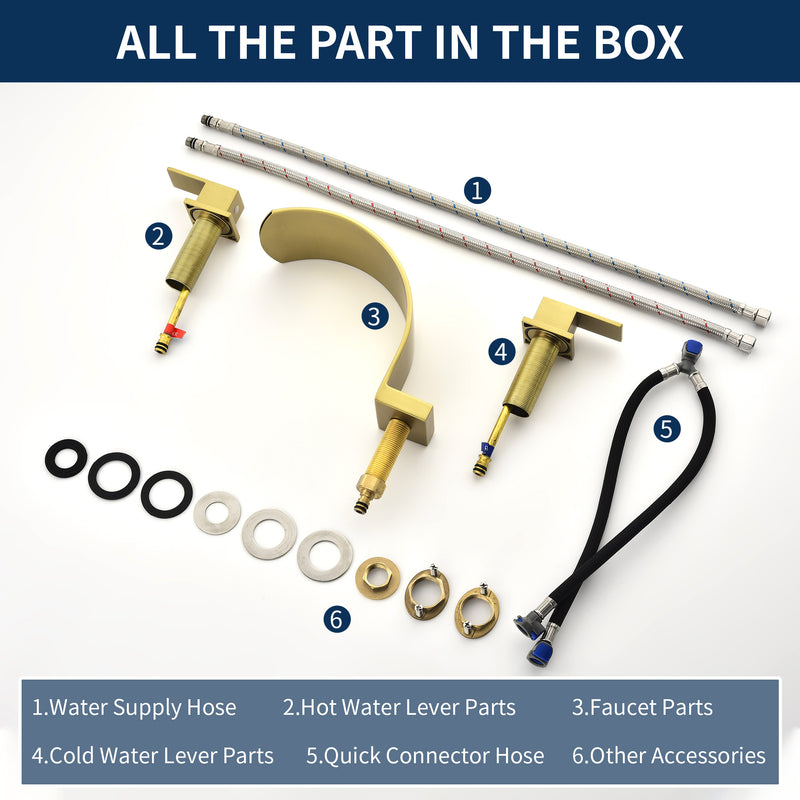 Deck Mounted Waterfall 8" Widespread Bathroom Sink Faucet 3 Holes,Double Handle Basin Mixer Tap