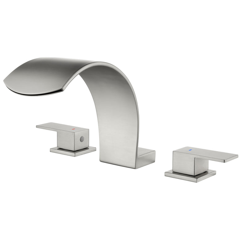 Deck Mounted Waterfall 8" Widespread Bathroom Sink Faucet 3 Holes,Double Handle Basin Mixer Tap