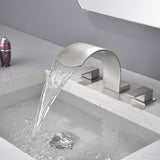 Deck Mounted Waterfall 8" Widespread Bathroom Sink Faucet 3 Holes,Double Handle Basin Mixer Tap