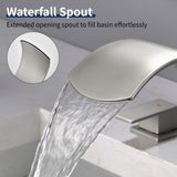 Deck Mounted Waterfall 8" Widespread Bathroom Sink Faucet 3 Holes,Double Handle Basin Mixer Tap