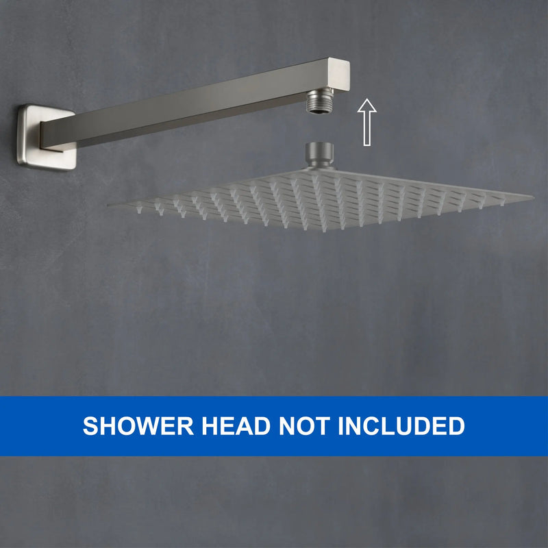 16-Inch SUS304 Shower Extension Arm, Universal Shower Straight Wall Mount Shower Arm with Flange for 10"/12" Bathroom Rainfall Showerhead - Matte Black, Brushed Nickel, Brushed Gold shamanda-16-inch-brass-shower-extension-arm-matte-black-universal-shower-straight-wall-mount-shower-arm-with-flange-for-10-12-bathroom-rainfall-showerhead 