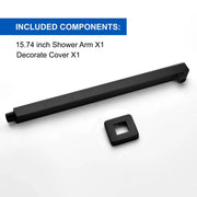 16-Inch SUS304 Shower Extension Arm, Universal Shower Straight Wall Mount Shower Arm with Flange for 10"/12" Bathroom Rainfall Showerhead - Matte Black, Brushed Nickel, Brushed Gold shamanda-16-inch-brass-shower-extension-arm-matte-black-universal-shower-straight-wall-mount-shower-arm-with-flange-for-10-12-bathroom-rainfall-showerhead 