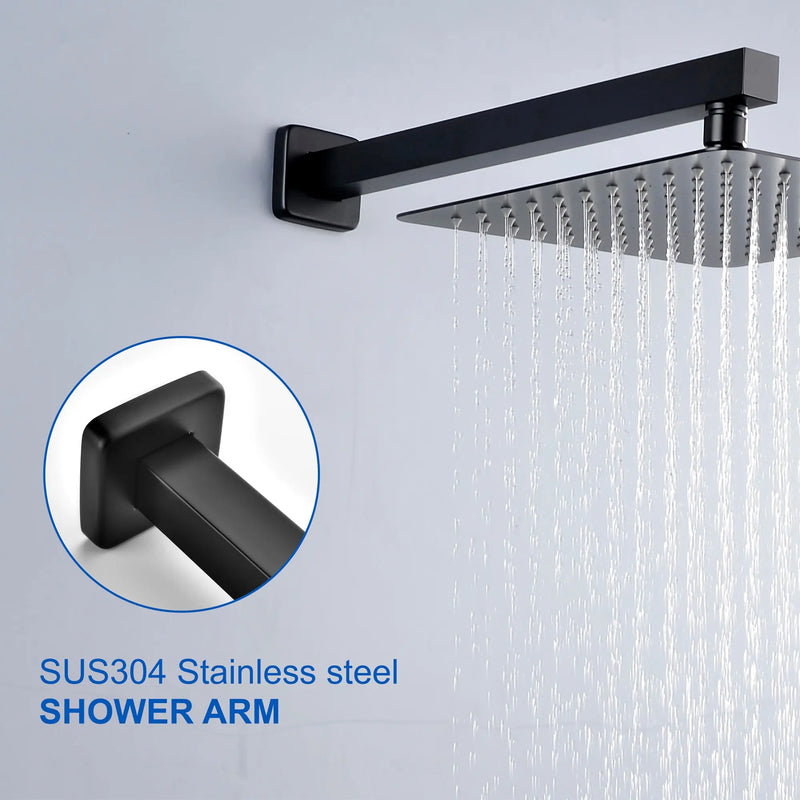 16-Inch SUS304 Shower Extension Arm, Universal Shower Straight Wall Mount Shower Arm with Flange for 10"/12" Bathroom Rainfall Showerhead - Matte Black, Brushed Nickel, Brushed Gold shamanda-16-inch-brass-shower-extension-arm-matte-black-universal-shower-straight-wall-mount-shower-arm-with-flange-for-10-12-bathroom-rainfall-showerhead 