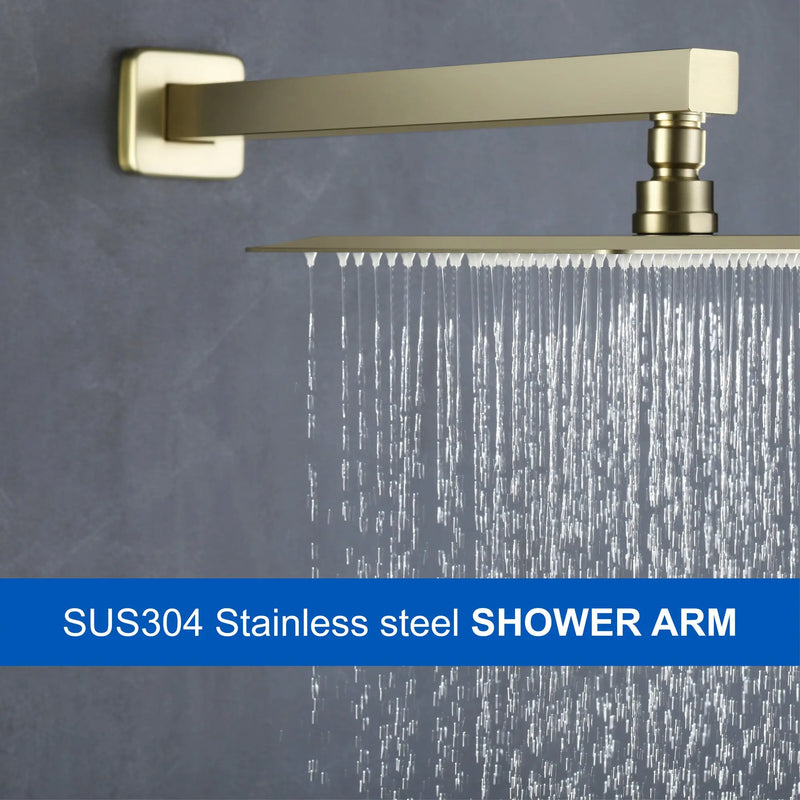 16-Inch SUS304 Shower Extension Arm, Universal Shower Straight Wall Mount Shower Arm with Flange for 10"/12" Bathroom Rainfall Showerhead - Matte Black, Brushed Nickel, Brushed Gold shamanda-16-inch-brass-shower-extension-arm-matte-black-universal-shower-straight-wall-mount-shower-arm-with-flange-for-10-12-bathroom-rainfall-showerhead 