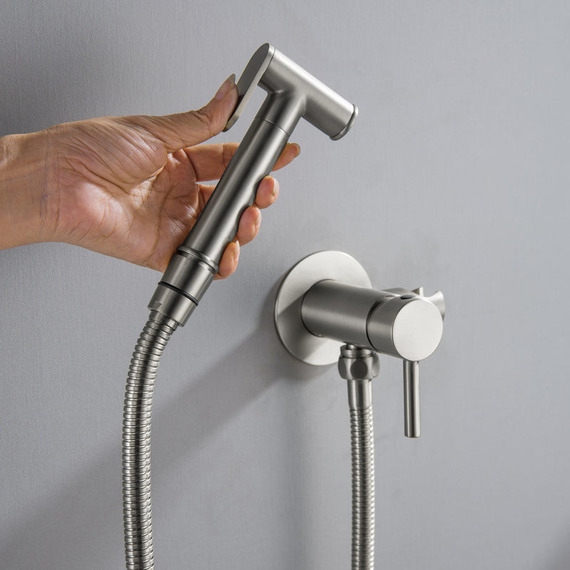 Bidet Sprayer for Toilet, Brass Handheld Sprayer Attachment with hose for Feminine Wash, Baby Diaper Cloth Washer and Shower Sprayer for Pet, Wall or Toilet Mount