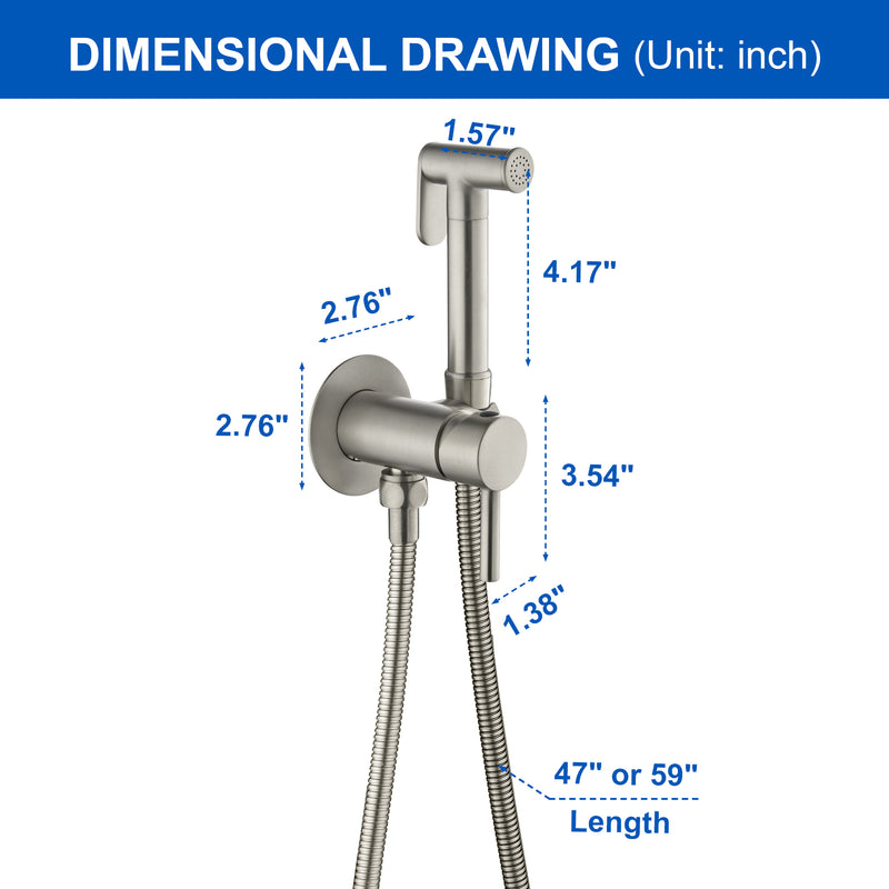 Bidet Sprayer for Toilet, Brass Handheld Sprayer Attachment with hose for Feminine Wash, Baby Diaper Cloth Washer and Shower Sprayer for Pet, Wall or Toilet Mount