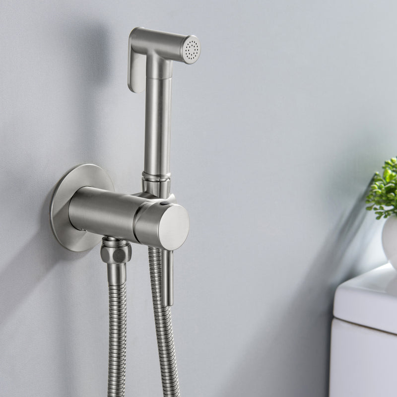 Bidet Sprayer for Toilet, Brass Handheld Sprayer Attachment with hose for Feminine Wash, Baby Diaper Cloth Washer and Shower Sprayer for Pet, Wall or Toilet Mount