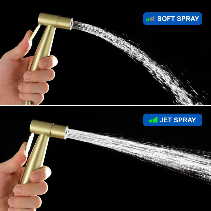 Handheld Bidet Sprayer for Toilet, Stainless Steel Baby Cloth Diaper Sprayer Kit with Cold Water-Matte Black,Brushed Gold