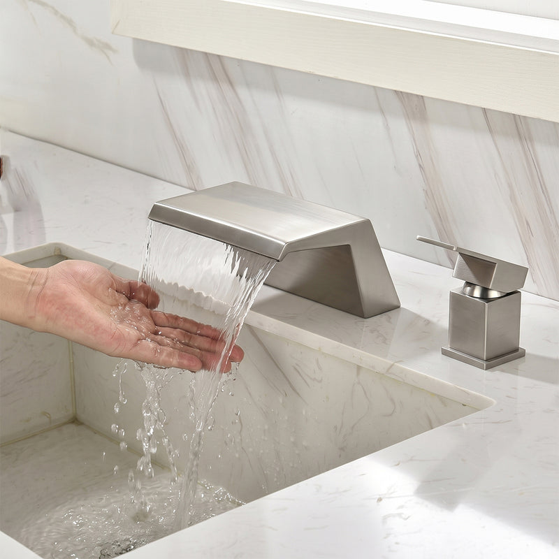 Waterfall Tub Filler Deck Mount, 2 Hole Roman Bathtub Faucet, 1-Handle Bathroom Faucet 2 Hole
