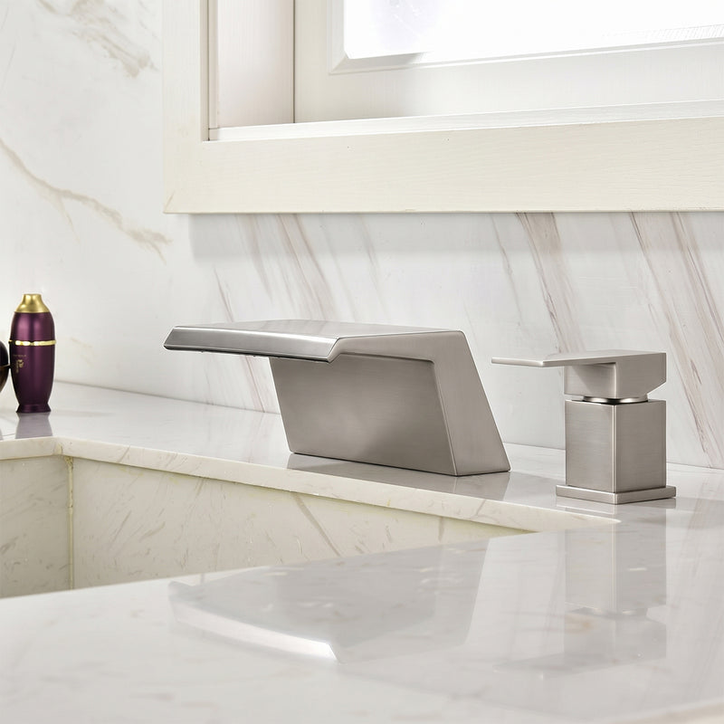 Waterfall Tub Filler Deck Mount, 2 Hole Roman Bathtub Faucet, 1-Handle Bathroom Faucet 2 Hole