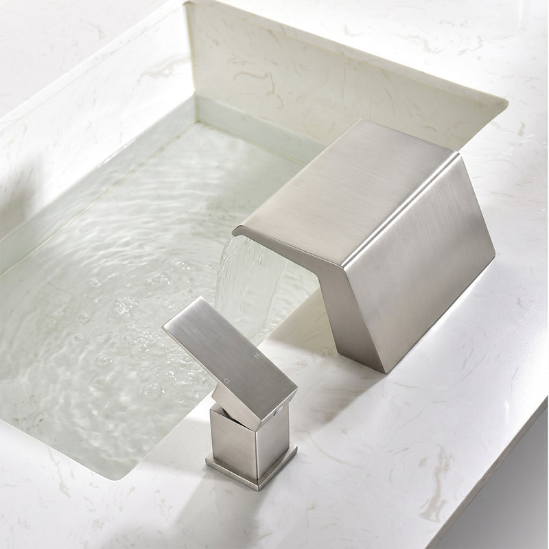Waterfall Tub Filler Deck Mount, 2 Hole Roman Bathtub Faucet, 1-Handle Bathroom Faucet 2 Hole