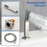 Deck Mount Roman Tub Faucet with Sprayer Waterfall Tub Filler with Hand Shower, Single Handle Bathtub Faucet Set with Handheld Shower Head, Valve and Trim Included