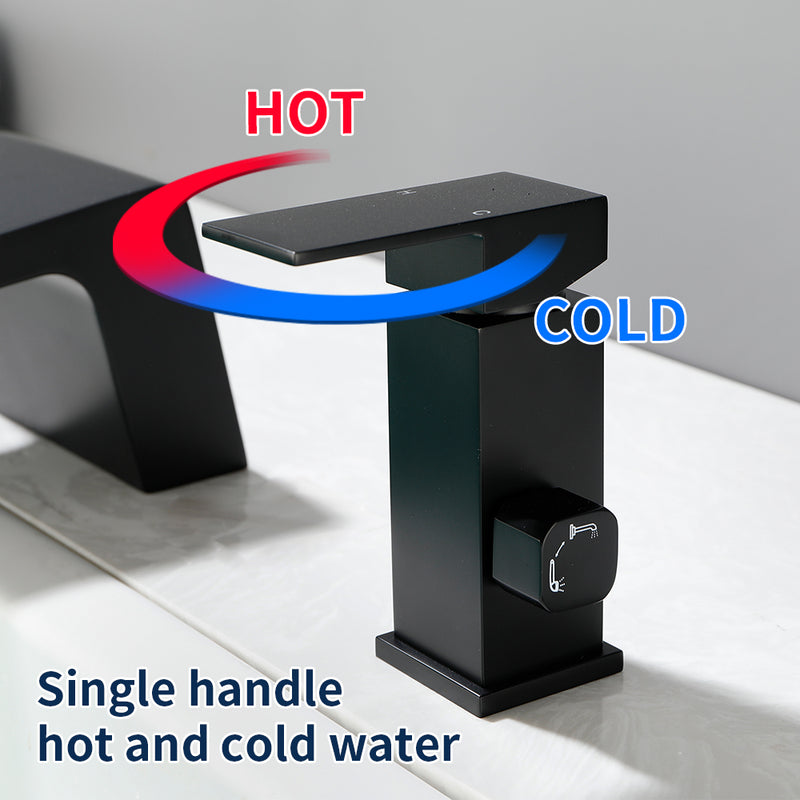 3-Holes Deck-Mount Tub Filler Trim Brass 1-Handle Waterfall Roman Tub Faucet with Hand Sprayer in Matte Black | Brushed Nickel | Brushed Gold