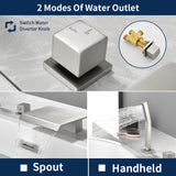 Roman Tub Filler Single Handle Deck Mounted 4 Holes Bathtub Faucet with Handheld Shower in Matte Black, Brushed Nickel, Brushed Gold