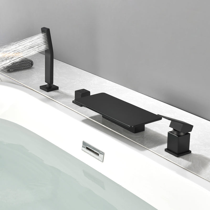 High Flow roman faucet set 4-piece Waterfall Tub Filler with Rough-in Valve and hand shower