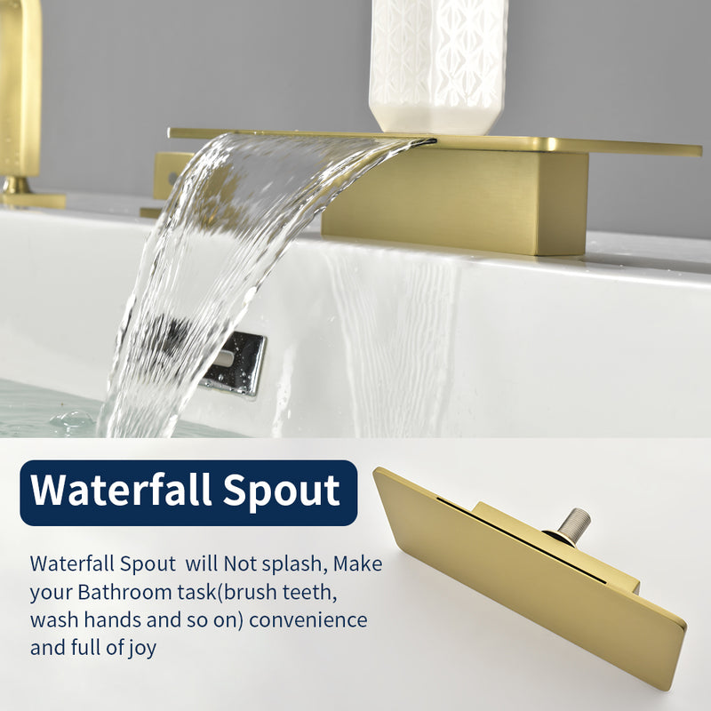 High Flow roman faucet set 4-piece Waterfall Tub Filler with Rough-in Valve and hand shower