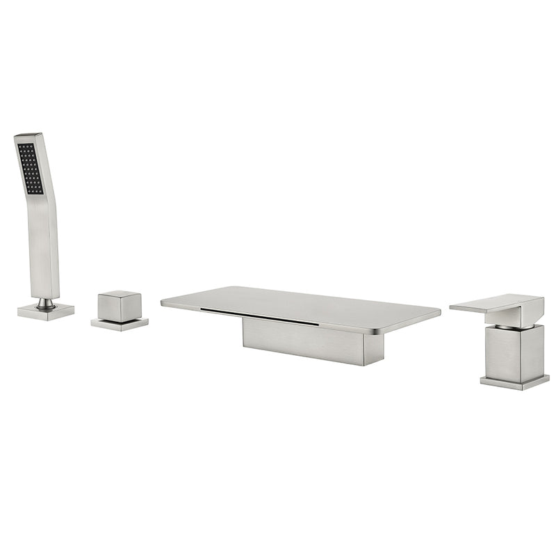 High Flow roman faucet set 4-piece Waterfall Tub Filler with Rough-in Valve and hand shower