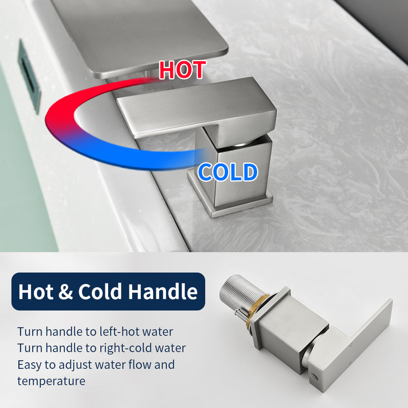 High Flow roman faucet set 4-piece Waterfall Tub Filler with Rough-in Valve and hand shower