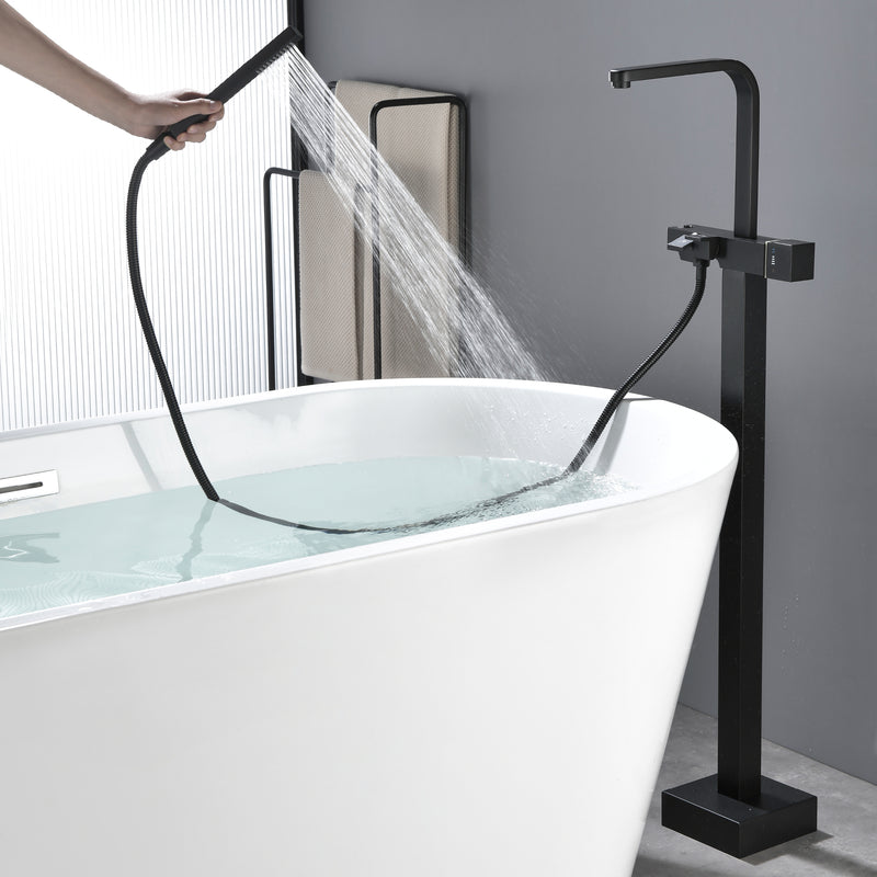 Two Water Modes freestanding tub faucet with handheld sprayer and 360° Swivel Spout