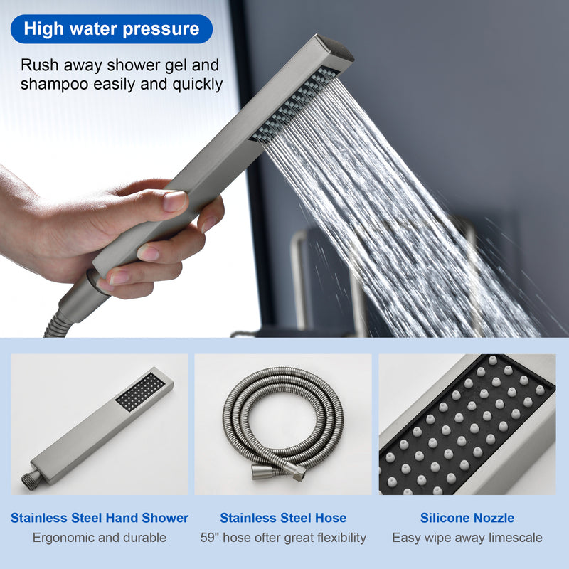 Two Water Modes freestanding tub faucet with handheld sprayer and 360° Swivel Spout