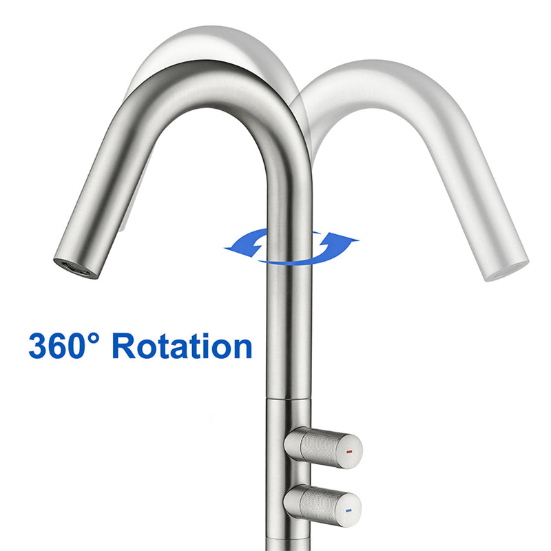 CUPC Freestanding Tub Filler Bathtub Faucet 360-Degree Rotating Floor Mounted Faucets in matte black, brushed nickel, brushed gold, brushed gun grey