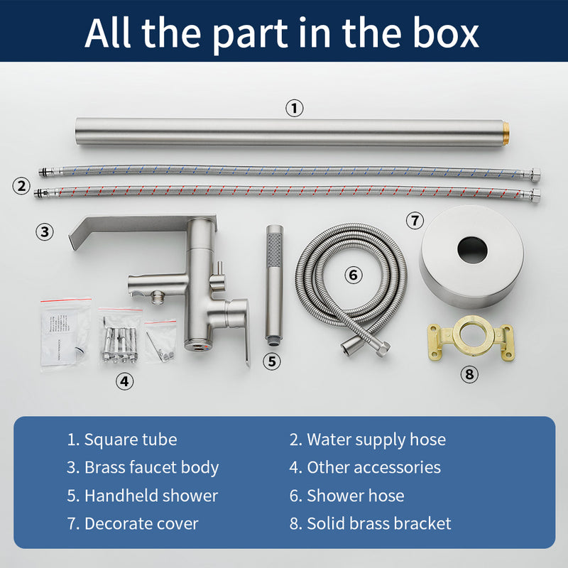 Freestanding Bath Tub Filler Trim Dual Functions 1 Handle 360° Swivel Waterfall Floor Mount Bathtub Faucet with Handheld Sprayer