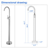 360° Rotation Freestanding Bathtub Faucet One Function Floor Mount Tub Filler in Brushed Gold, Matte Black, Brushed Nickel