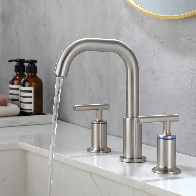 2-Handle 3-Hole 8-inch Brass Bathroom Vanity Faucet brushed-gold-2-handle-3-hole-8-inch-brass-bathroom-vanity-faucet Brushed Nickel / Brass / 14.6 x 10.8 x 2.7 Inches