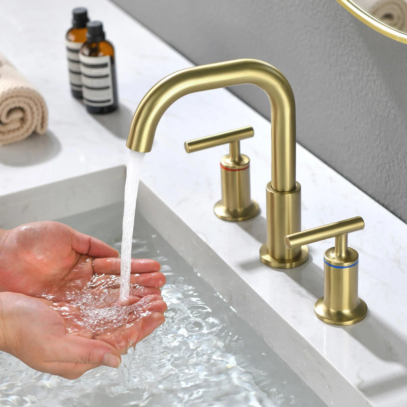 2-Handle 3-Hole 8-inch Brass Bathroom Vanity Faucet brushed-gold-2-handle-3-hole-8-inch-brass-bathroom-vanity-faucet 
