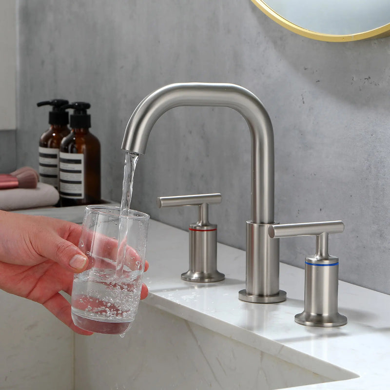 2-Handle 3-Hole 8-inch Brass Bathroom Vanity Faucet brushed-gold-2-handle-3-hole-8-inch-brass-bathroom-vanity-faucet 